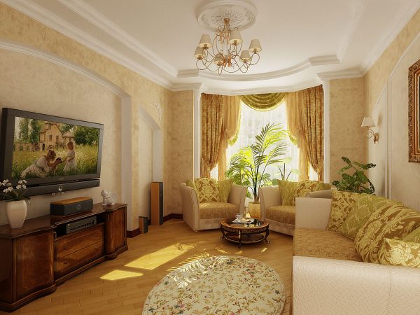 Роскошная гостиная в классическом стиле