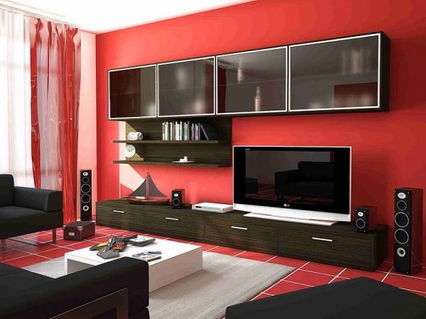 Яркий интерьер гостиной с модульной мебелью