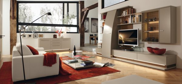 Современный интерьер гостиной с вариантами расстановки модульной мебели 