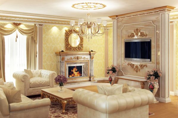 Красивая гостиная в классическом стиле